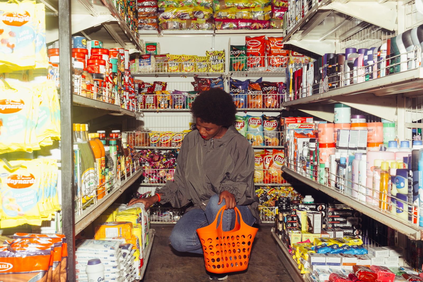 Shopping for groceries to send as a basket